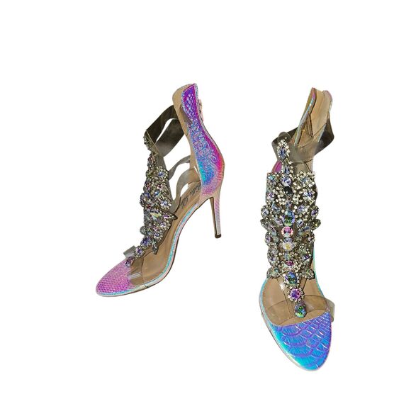Pink Bella Luna RYLEE-08 Iridescent Crystal Mermaid Princess High Heels Size 8.5 - Picture 1 of 11